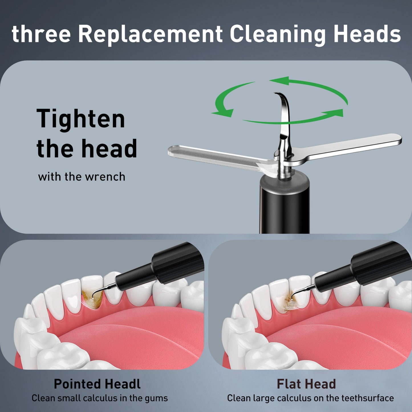 Plaque Remover for Teeth - Tartar Remover for Teeth, Dental Calculus Remover Teeth Cleaning Kit 4 Speed Modes with 4 Replaceable Heads, IPX6 Waterproof with LED Light