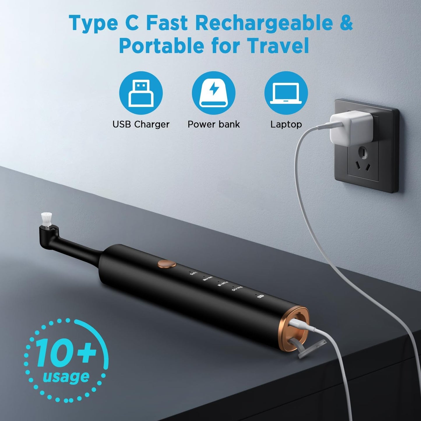 Tooth Polisher, Tooth Clean and whitening kit, 5 Multi -Function Brush Heads and LED Lights, 4 Speed Modes, and IPX6 Waterproof, Handsel 3 Tooth Polish Paste