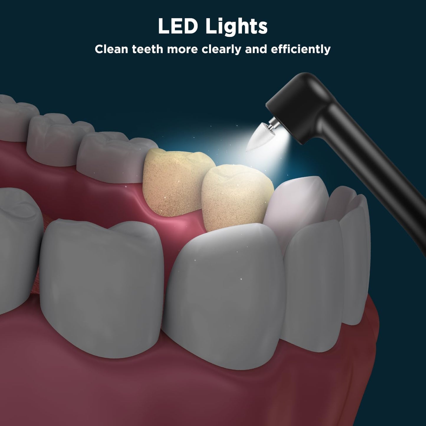 Tooth Polisher, Tooth Clean and whitening kit, 5 Multi -Function Brush Heads and LED Lights, 4 Speed Modes, and IPX6 Waterproof, Handsel 3 Tooth Polish Paste