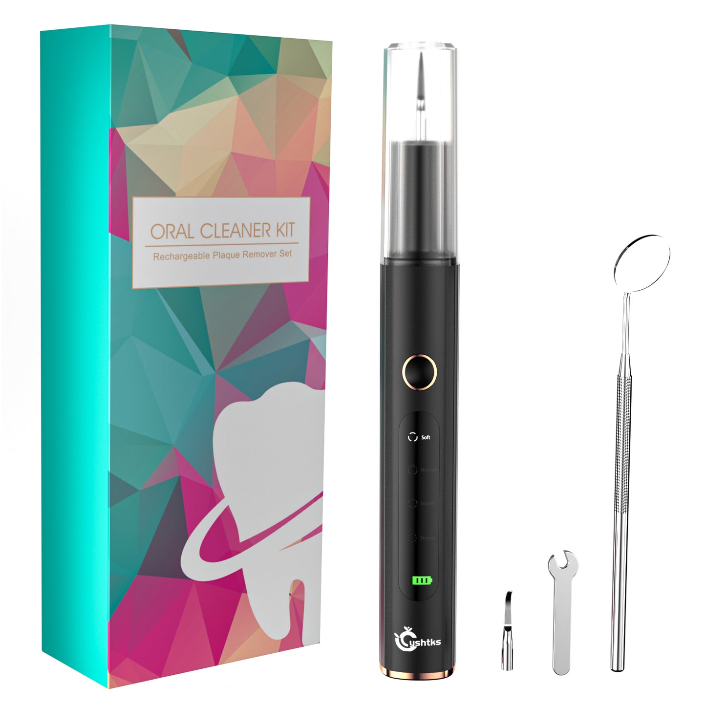 Plaque Remover for Teeth - Tartar Remover for Teeth, Dental Calculus Remover Teeth Cleaning Kit 4 Speed Modes with 4 Replaceable Heads, IPX6 Waterproof with LED Light